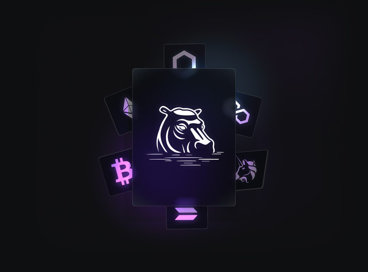 L'hippopotame, emblème de RUFIJI Capital, entouré des principaux crypto-actifs